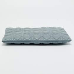 Pre Owned Dior Cloud Bue Cannage Leather Large Caro Daily Pouch