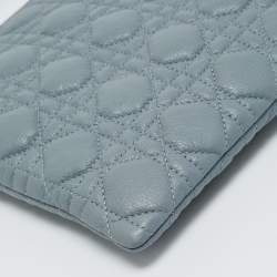 Pre Owned Dior Cloud Bue Cannage Leather Large Caro Daily Pouch