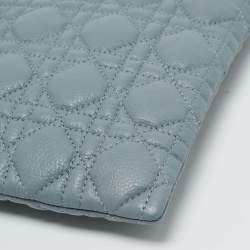 Pre Owned Dior Cloud Bue Cannage Leather Large Caro Daily Pouch