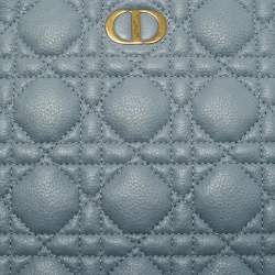 Pre Owned Dior Cloud Bue Cannage Leather Large Caro Daily Pouch