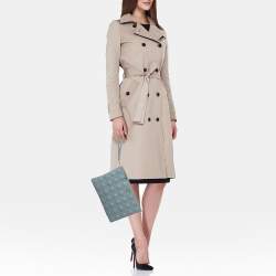 Pre Owned Dior Cloud Bue Cannage Leather Large Caro Daily Pouch