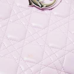 Pre Owned Dior Lilac Cannage Leather Medium Lady Dior Tote