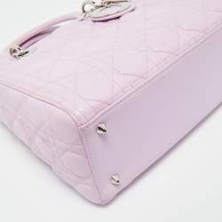 Pre Owned Dior Lilac Cannage Leather Medium Lady Dior Tote