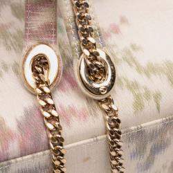 Pre Owned Dior White Mini Satin Floral Crystal Lady Dior