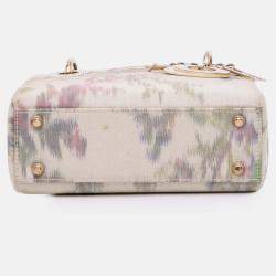 Pre Owned Dior White Mini Satin Floral Crystal Lady Dior
