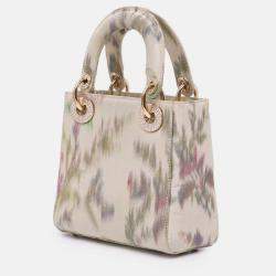 Pre Owned Dior White Mini Satin Floral Crystal Lady Dior