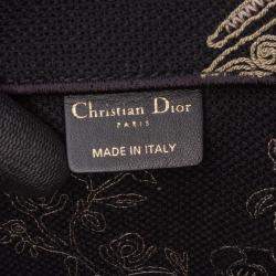 Pre Owned Dior Black Large Canvas Embroidered Jardin d'Hiver Book Tote