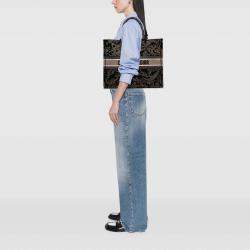 Pre Owned Dior Black Large Canvas Embroidered Jardin d'Hiver Book Tote