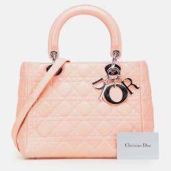 Pre Owned Dior Pink Medium Lambskin Cannage Lady Dior