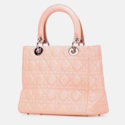 Pre Owned Dior Pink Medium Lambskin Cannage Lady Dior