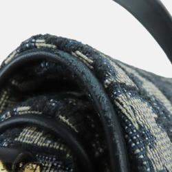 Pre Owned Dior Navy Blue Mini Oblique Canvas Saddle Bag