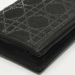 Pre Owned Dior Black Cannage Satin Crystals Lady Dior Chain Clutch