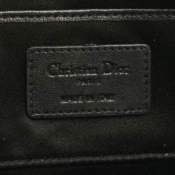 Pre Owned Dior Black Cannage Satin Crystals Lady Dior Chain Clutch