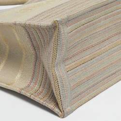 Pre Owned Dior Multicolor Embroidered Stripes Canvas Medium Book Tote 