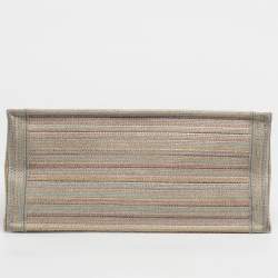 Pre Owned Dior Multicolor Embroidered Stripes Canvas Medium Book Tote 