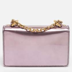 Pre Owned Dior Pink Patent Leather Mini J'Adior Chain Flap Bag