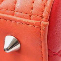 Pre Owned Dior Orange Pink Medium Bicolor Lambskin Cannage Lady Dior