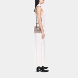 Pre Owned Dior Gold Small Metallic Grained Calfskin Cannage Supple Lady Dior