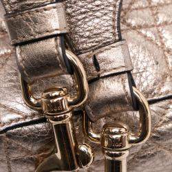 Pre Owned Dior Gold Small Metallic Grained Calfskin Cannage Supple Lady Dior