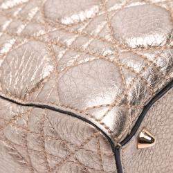 Pre Owned Dior Gold Small Metallic Grained Calfskin Cannage Supple Lady Dior