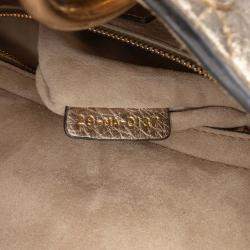 Pre Owned Dior Gold Small Metallic Grained Calfskin Cannage Supple Lady Dior