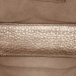 Pre Owned Dior Gold Small Metallic Grained Calfskin Cannage Supple Lady Dior