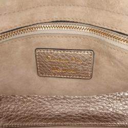 Pre Owned Dior Gold Small Metallic Grained Calfskin Cannage Supple Lady Dior