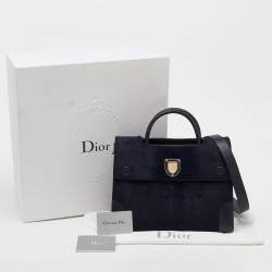 Pre Owned Dior Dark Blue Calfhair and Leather Medium Diorever Tote
