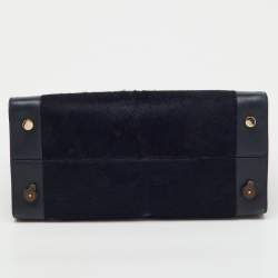 Pre Owned Dior Dark Blue Calfhair and Leather Medium Diorever Tote