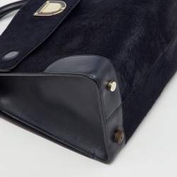 Pre Owned Dior Dark Blue Calfhair and Leather Medium Diorever Tote