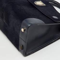 Pre Owned Dior Dark Blue Calfhair and Leather Medium Diorever Tote