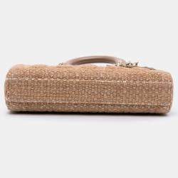 Pre Owned Dior Brown Medium Tweed Cannage Lady D Joy