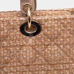 Pre Owned Dior Brown Medium Tweed Cannage Lady D Joy