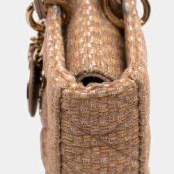 Pre Owned Dior Brown Medium Tweed Cannage Lady D Joy