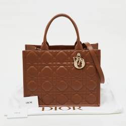 Pre Owned Dior Brown Macrocannage Leather Medium Book Tote