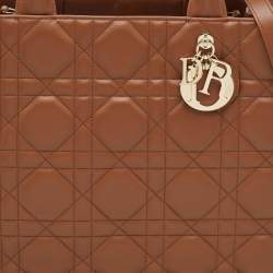 Pre Owned Dior Brown Macrocannage Leather Medium Book Tote