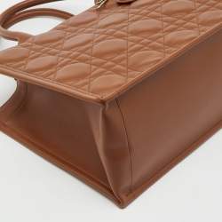 Pre Owned Dior Brown Macrocannage Leather Medium Book Tote