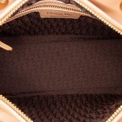 Pre Owned Dior Beige Medium Lambskin Cannage Contrast Stitch Lady Dior