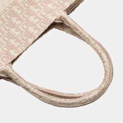 Pre Owned Dior Pink Medium Oblique Embroidered Canvas Book Tote