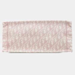 Pre Owned Dior Pink Medium Oblique Embroidered Canvas Book Tote