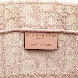 Pre Owned Dior Pink Medium Oblique Embroidered Canvas Book Tote