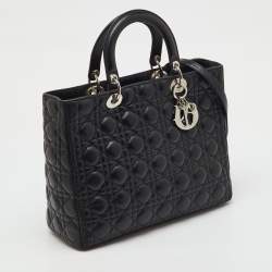 مملوكة مسبقًا Dior Black Cannage Leather Large Lady Dior Tote