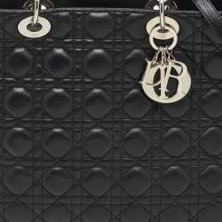 مملوكة مسبقًا Dior Black Cannage Leather Large Lady Dior Tote
