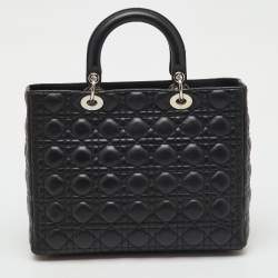 مملوكة مسبقًا Dior Black Cannage Leather Large Lady Dior Tote