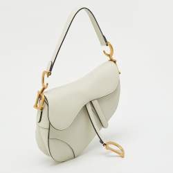 Pre Owned Dior Off White Leather Saddle Shoulder Bag