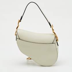 Pre Owned Dior Off White Leather Saddle Shoulder Bag