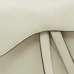Pre Owned Dior Off White Leather Saddle Shoulder Bag