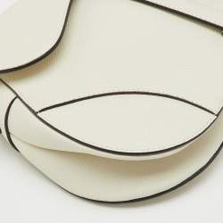 Pre Owned Dior Off White Leather Saddle Shoulder Bag