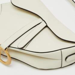 Pre Owned Dior Off White Leather Saddle Shoulder Bag