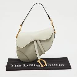 Pre Owned Dior Off White Leather Saddle Shoulder Bag